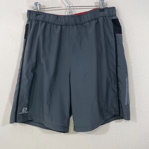 Salomon Athletic Shorts Men's L Gray Mesh Lined Advanced Skin Active Dry Gym